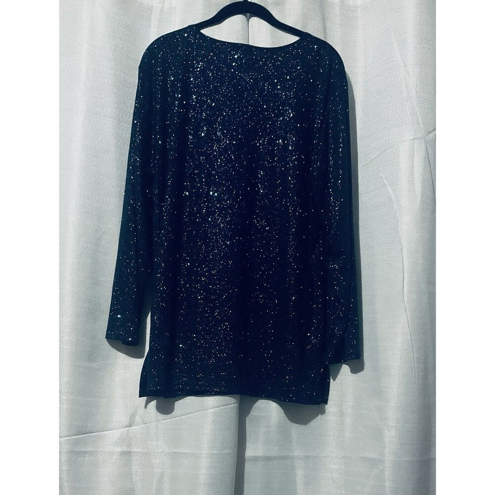 Notations Women’s Sparkle Velour Long Sleeve Top Size 1XLarge COLOR BLUE - Picture 3 of 7